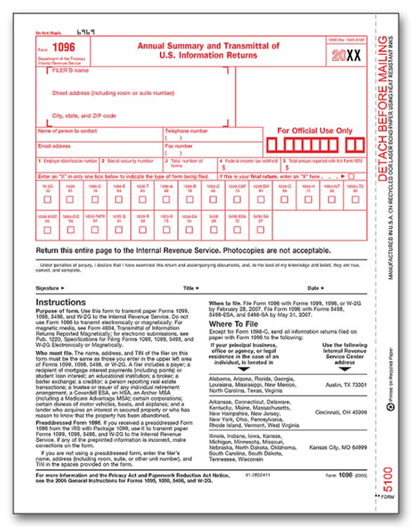 1096 Tax Forms